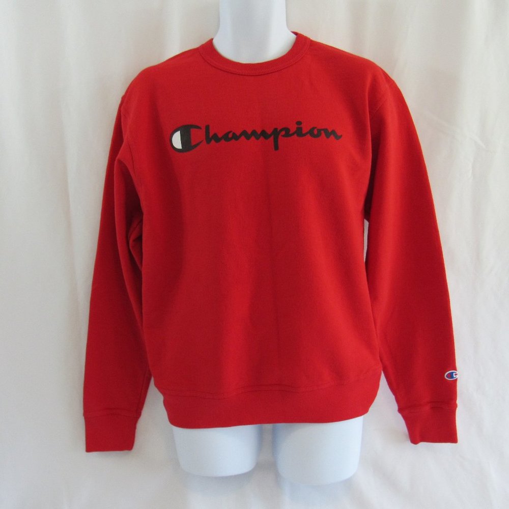 Champion Authentic Athletic Wear Men's M Pullover Red Crew-neck Logo Sweatshirt